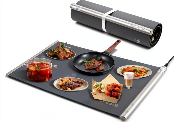 HAUSHOF Warming Mat Extra Large Food Tray Grey Nano‑Silicone 3‑Level-0